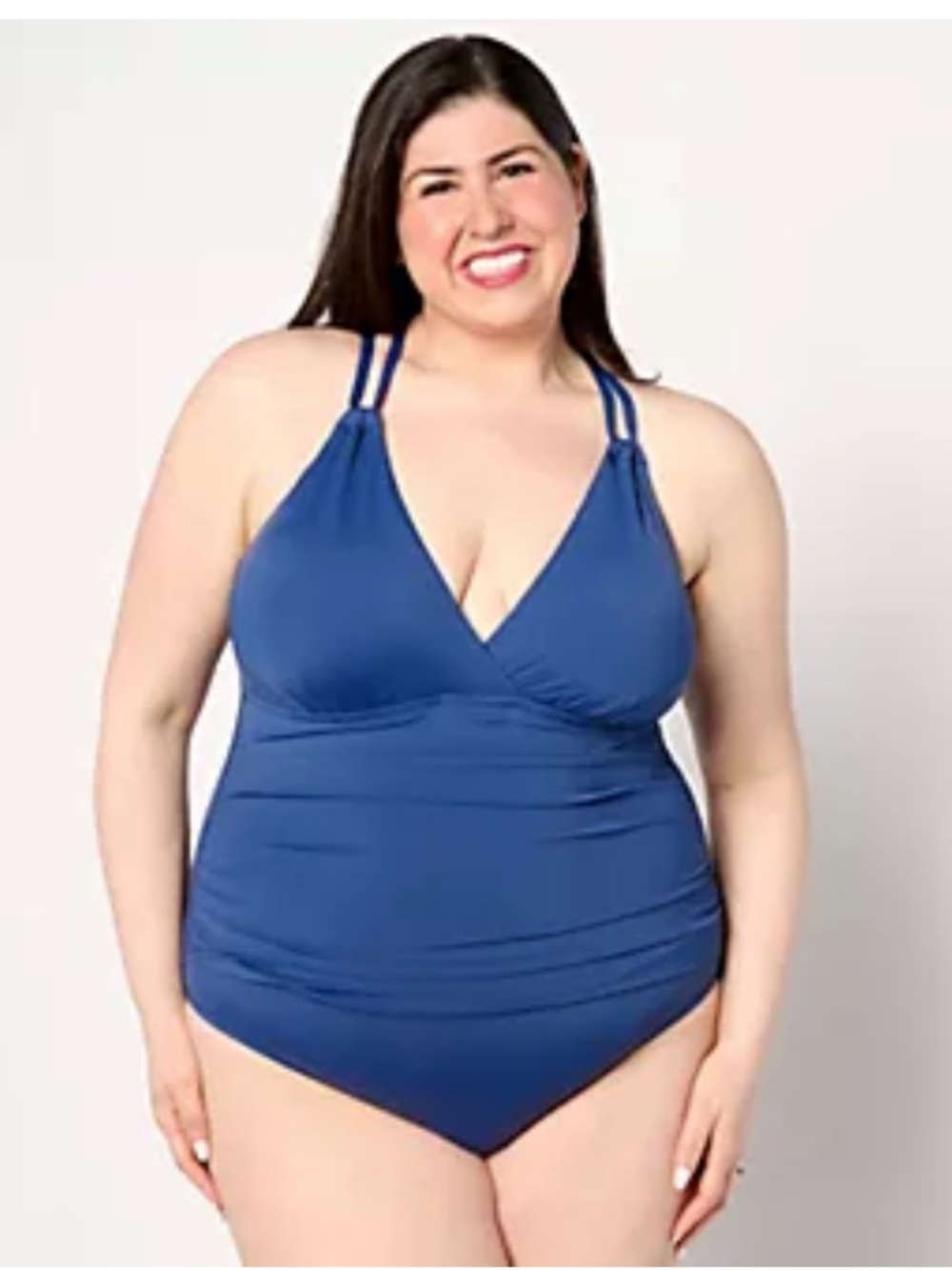Jantzen Women's Swimsuit Sz 18W Surplice Neck Strappy Back -Piece Blue A642646